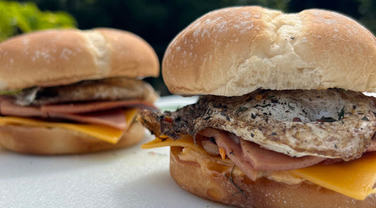 Pimento Cheese, Bacon, & Bologna Breakfast Sandwich